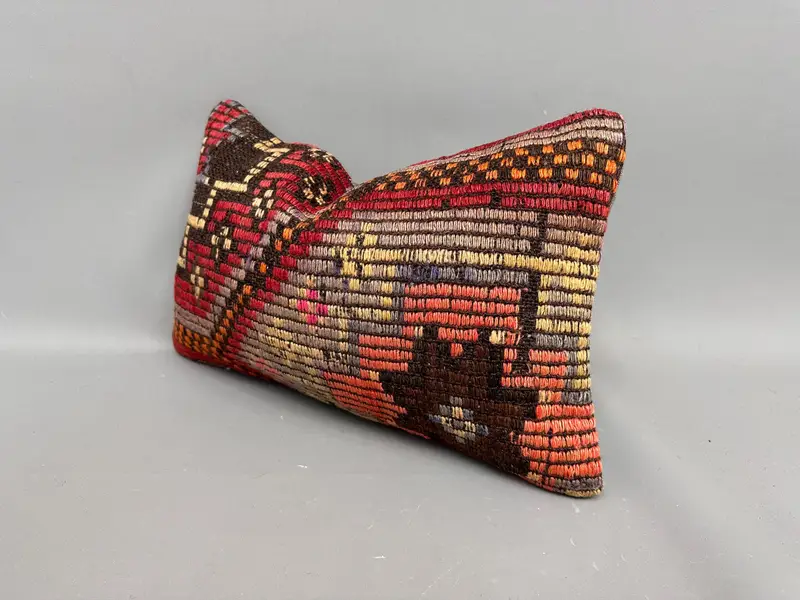 Pillow, Pillow for Couch, Kilim Cushion Sham, 12x20 Red Pillow Cover, Lounge Throw Cushion Case, Retro Throw Pillow Case, Kilim Pillow - 3