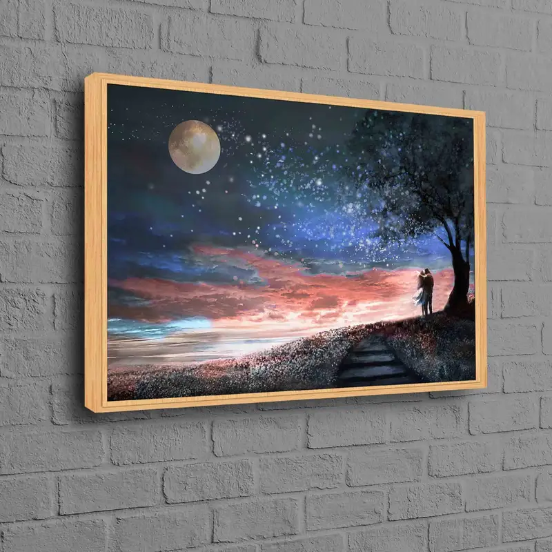 エレガントな月明かりに照らされたキャンバス: カップルへのロマンチックなバレンタインデーのギフト