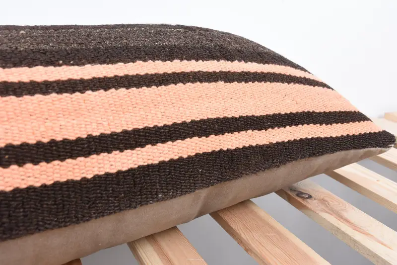 Boho Pillow Sham Cover, Handmade Kilim Cushion, Handwoven Pillow Cover Cushion Cover, Vintage Pillow, 12x36 Brown Pillow Cover, Pillow Case - 7