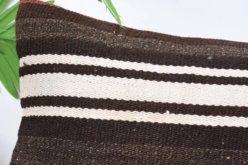 Boho Pillow Sham Cover, Handmade Kilim Cushion, Handwoven Pillow Cover Cushion Cover, Vintage Pillow, 12x36 Brown Pillow Cover, Pillow Case - 2