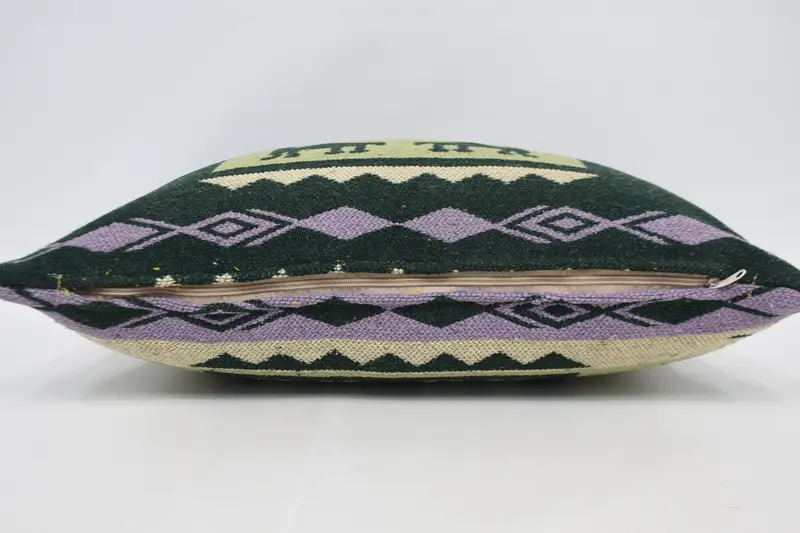 Vintage Pillow, Retro Throw Pillow, Ethnical Kilim Rug Pillow, Pillow Case, 16x24 Green Pillow, Kilim Cushion Sham, Patio Pillow - 6