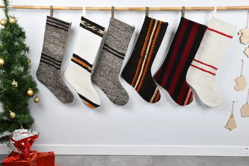 お祝いキリム クリスマス ストッキング、8 インチの装飾用ストッキング