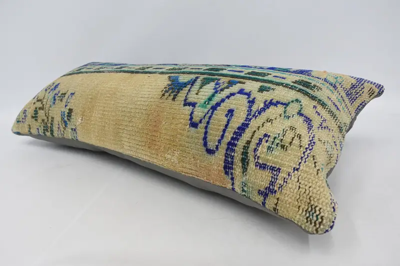 16x36 Blue Cushion, Turkish Pillow, Handwoven Pillow Cover Pillow Case, Pillow Sham, Interior Designer Pillow, Pillow for Couch - 5
