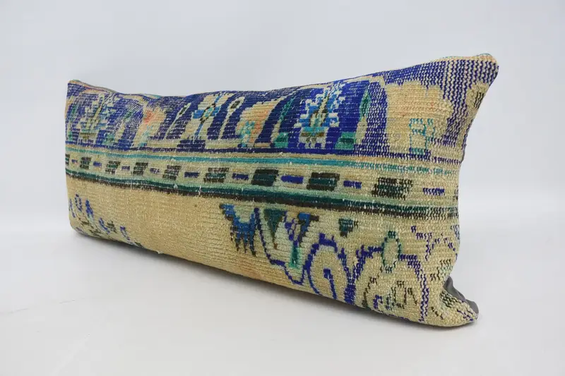 16x36 Blue Cushion, Turkish Pillow, Handwoven Pillow Cover Pillow Case, Pillow Sham, Interior Designer Pillow, Pillow for Couch - 4