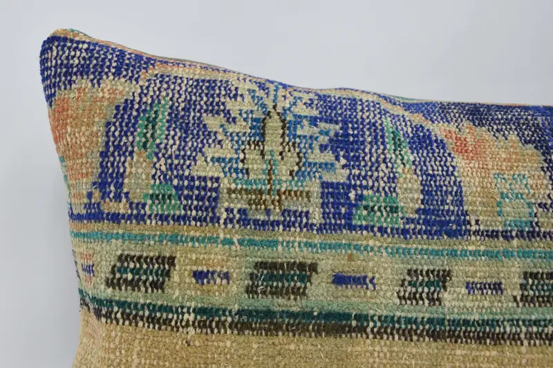 16x36 Blue Cushion, Turkish Pillow, Handwoven Pillow Cover Pillow Case, Pillow Sham, Interior Designer Pillow, Pillow for Couch - 2