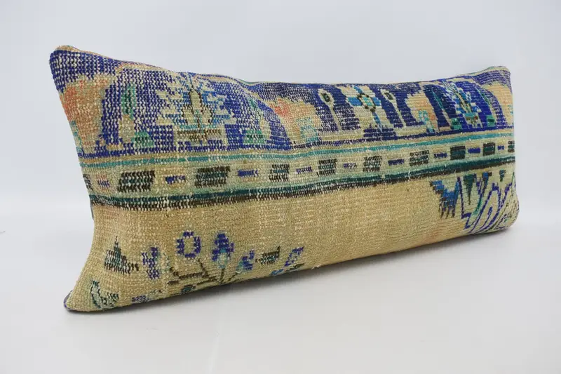 16x36 Blue Cushion, Turkish Pillow, Handwoven Pillow Cover Pillow Case, Pillow Sham, Interior Designer Pillow, Pillow for Couch - 3