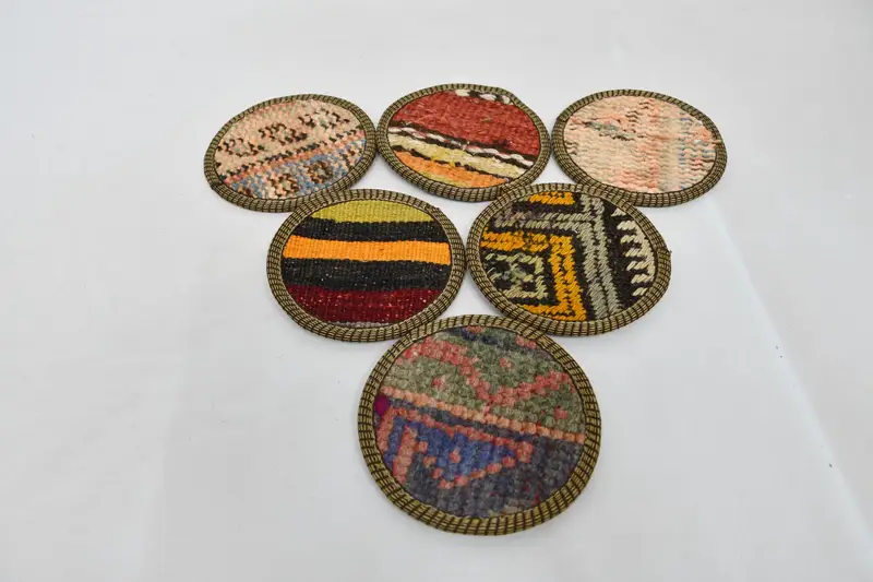 Posavasos elegantes color beige y amarillo, posavasos redondos duraderos