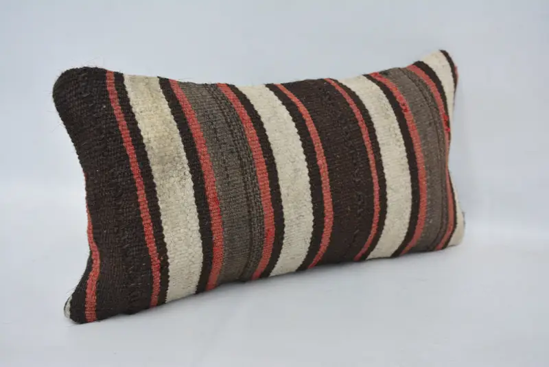 Turkish Pillow, 8x16 Brown Cushion, Vintage Pillow, Retro Cushion, Vintage Kilim Throw Pillow, Cushion Case, Art Deco Cushion Cover - 3