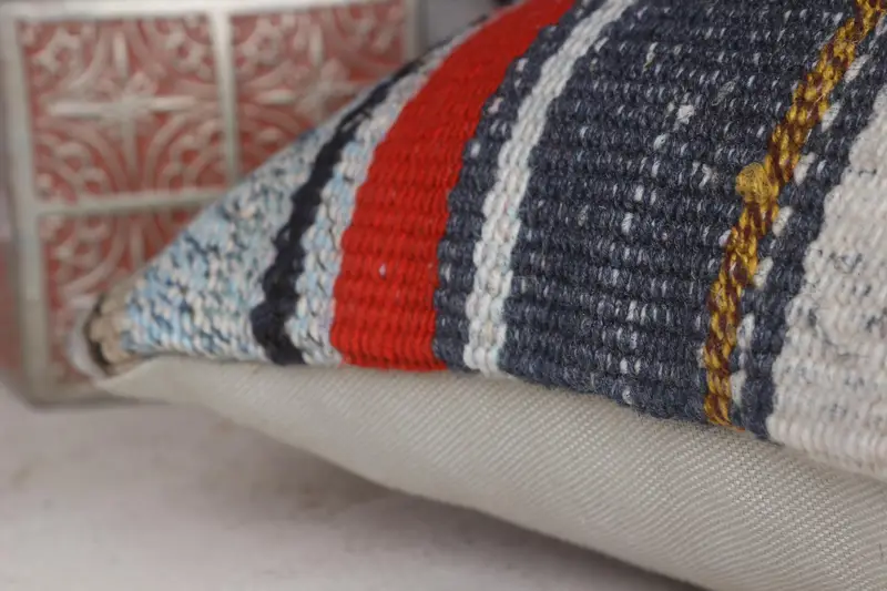 Pillow, Pillow for Couch, Pastel Pillow, Gift Pillow, 12x12 Blue Pillow Cover, Bohemian Cushion Pillow, Vintage Kilim Pillow - 7