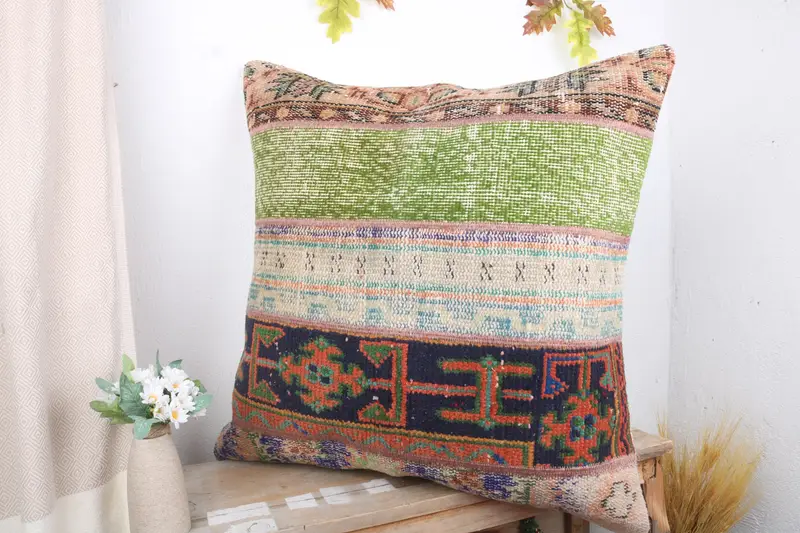 Wool Kilim Pillow Cushion, Throw Kilim Pillow, Cushion Case, Accent Throw Cushion, Antique Pillows, Kilim Pillow Cover, 28x28 Blue Pillow - 4