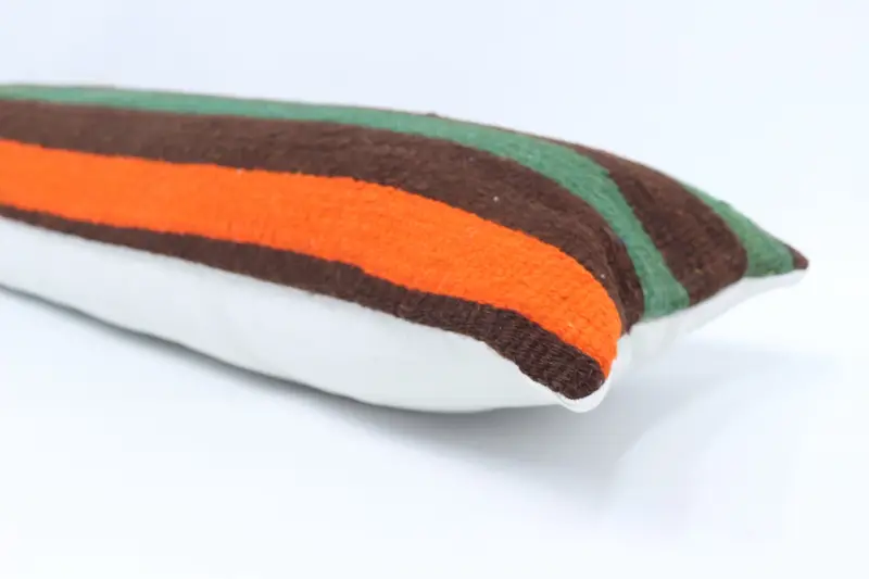 Kilim Pillow, Vintage Pillow, Seat Pillow Case, Outdoor Bolster Cushion Case, Pillow Case, Ethnical Kilim Rug Pillow, 12x48 Green Cushion Cover - 6