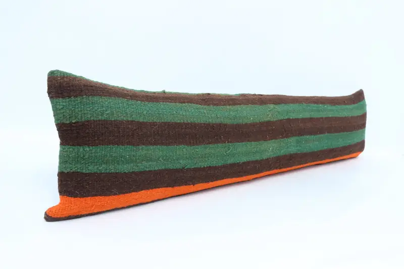 Kilim Pillow, Vintage Pillow, Seat Pillow Case, Outdoor Bolster Cushion Case, Pillow Case, Ethnical Kilim Rug Pillow, 12x48 Green Cushion Cover - 3