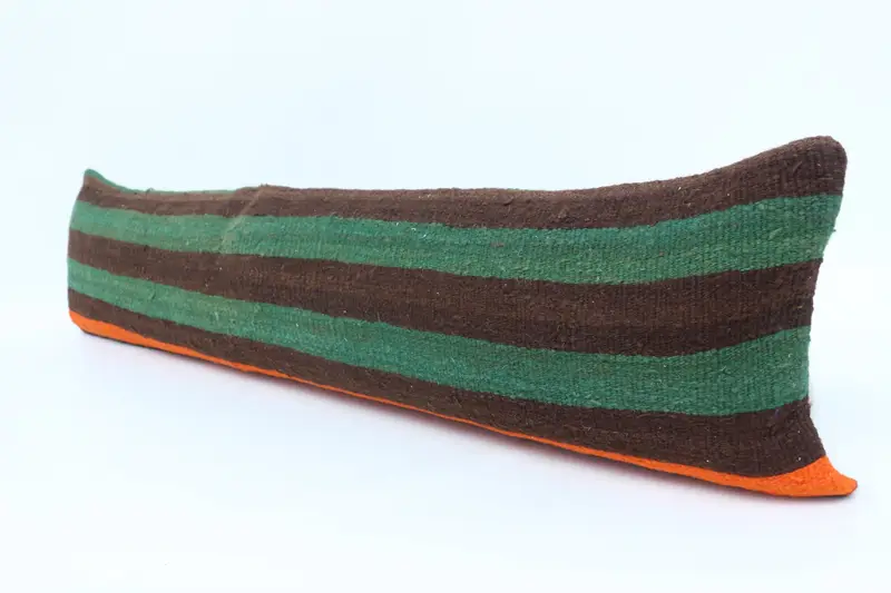 Kilim Pillow, Vintage Pillow, Seat Pillow Case, Outdoor Bolster Cushion Case, Pillow Case, Ethnical Kilim Rug Pillow, 12x48 Green Cushion Cover - 4
