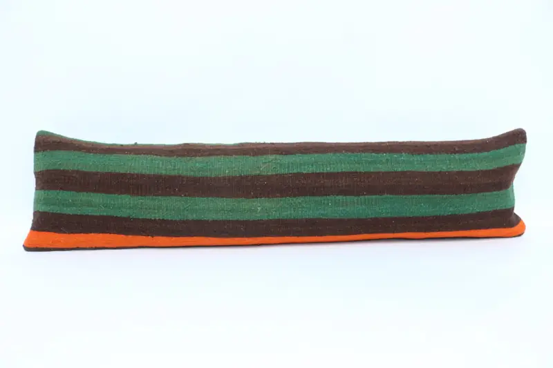 Kilim Pillow, Vintage Pillow, Seat Pillow Case, Outdoor Bolster Cushion Case, Pillow Case, Ethnical Kilim Rug Pillow, 12x48 Green Cushion Cover - 1