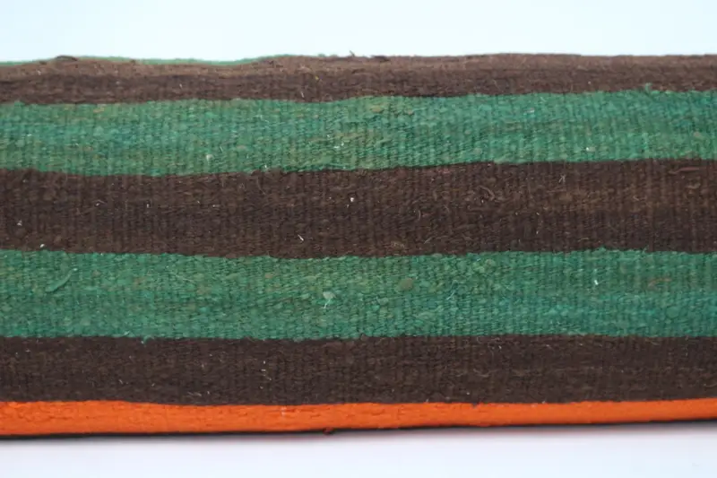Kilim Pillow, Vintage Pillow, Seat Pillow Case, Outdoor Bolster Cushion Case, Pillow Case, Ethnical Kilim Rug Pillow, 12x48 Green Cushion Cover - 2