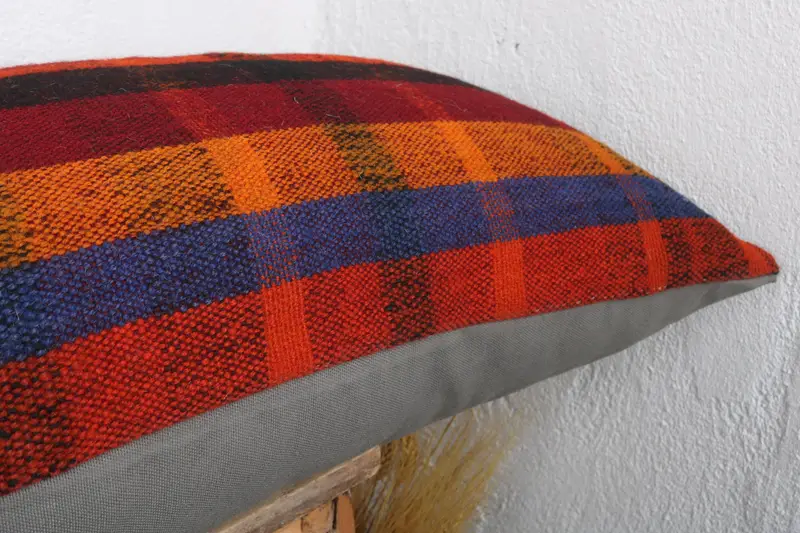 Kilim Pillow, Yoga Cushion Case, Cushion Case, 16x48 Red Pillow Sham, Handmade Kilim Cushion, Vintage Pillow, Meditation Cushion Cover - 5
