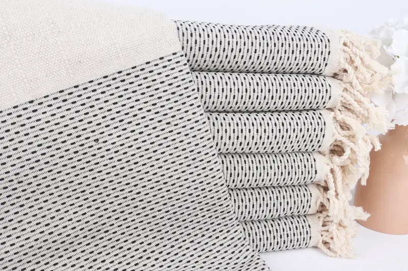 Bridesmaid Gift Turkish Towel Monogrammed Black Linen, 40x71 Inches