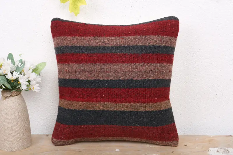 Pillow for Couch, Antique Pillows, Authentic Cushion Cover, Bolster Throw Pillow Sham, Boho Pillow, 12x12 Red Cushion Cover, Pillow Cover - 2