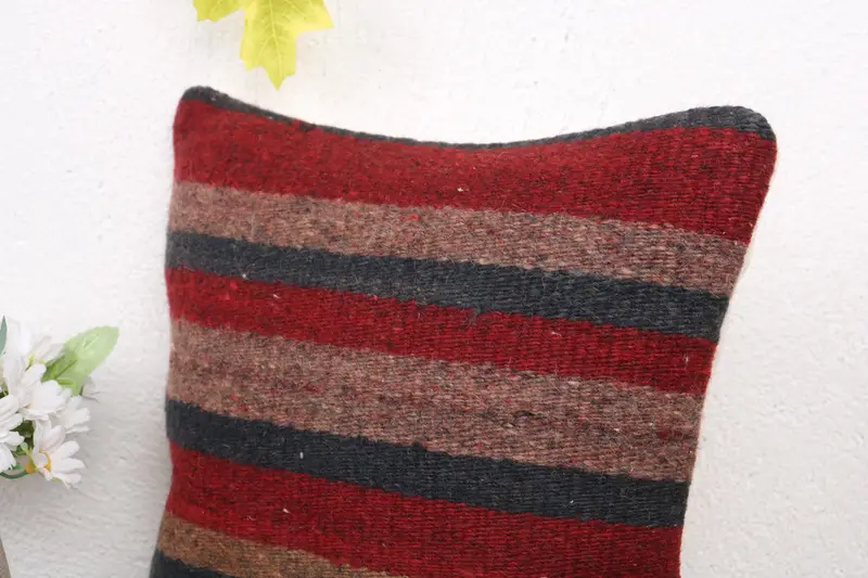 Pillow for Couch, Antique Pillows, Authentic Cushion Cover, Bolster Throw Pillow Sham, Boho Pillow, 12x12 Red Cushion Cover, Pillow Cover - 5