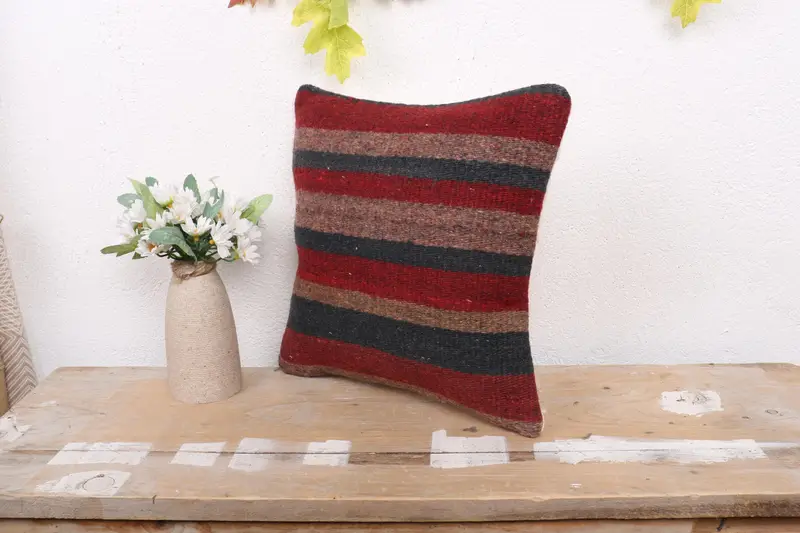 Pillow for Couch, Antique Pillows, Authentic Cushion Cover, Bolster Throw Pillow Sham, Boho Pillow, 12x12 Red Cushion Cover, Pillow Cover - 4