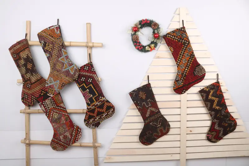 Noel Süsleri Deseni, 7 İnç Geniş Tatil Çorabı