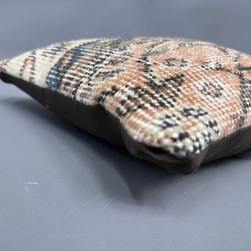 Boho Pillow Sham Cover, Vintage Kilim Pillow, Boho Chic Cushion, Ethnic Throw Pillow Case, Cushion, 12x12 Beige Pillow, Boho Pillow - 6