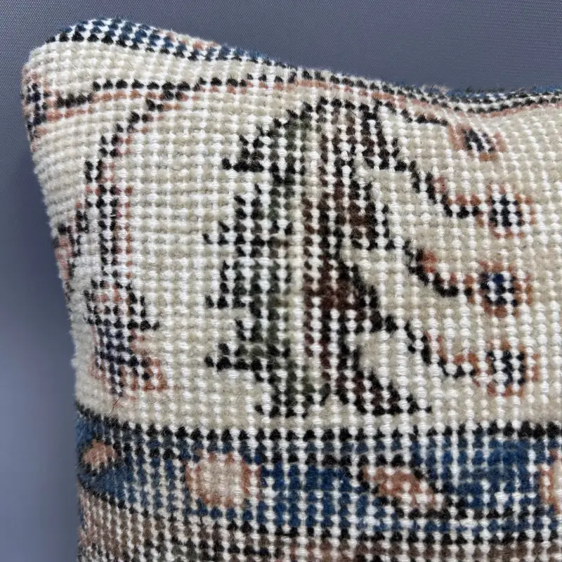 Boho Pillow Sham Cover, Vintage Kilim Pillow, Boho Chic Cushion, Ethnic Throw Pillow Case, Cushion, 12x12 Beige Pillow, Boho Pillow - 5