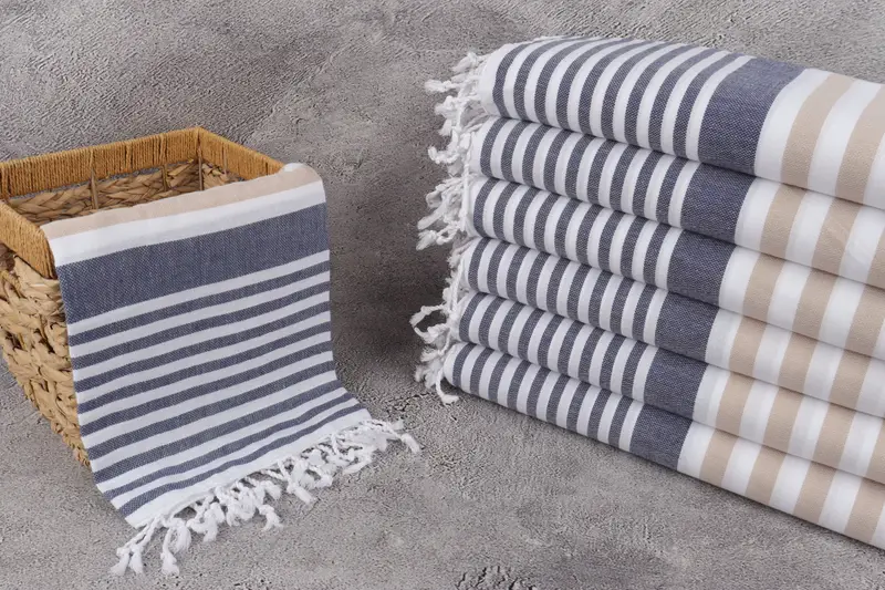 68x36 Cotton Striped Towel, Embroidered Towel, Gift For Bride, Cotton towel, Luxury Beach Towel, Turkish bath towel, Handwoven Turkish bath towel - 3