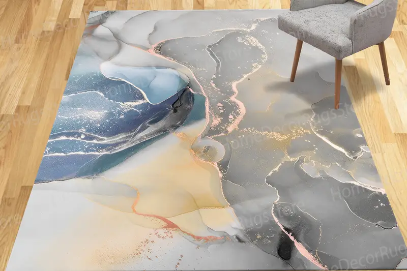 Bedruckter Teppich mit grauem Marmor: Moderner Luxus für Ihren Raum