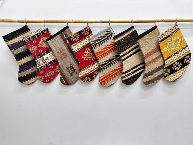 Decoraciones navideñas, media estampada con adornos de 7 pulgadas