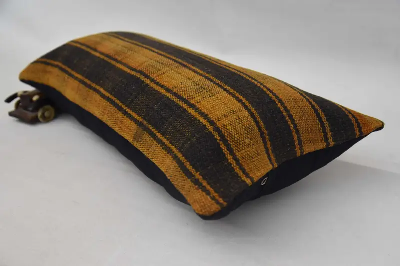 Comfy Throw Cushion Case, Pillow Case, Turkish Pillow, Bolster Pillow Cover, Ethnical Kilim Rug Pillow, Kilim Pillow, 12x24 Orange Cushion Cover - 6