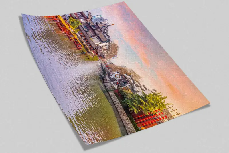 City Paper Craft, View Wall Print, Wallpaper Patent, Nature Wall Mural, Nanjing The Qinhuai River Wall Painting, Wallpaper Art, View Art, - 6