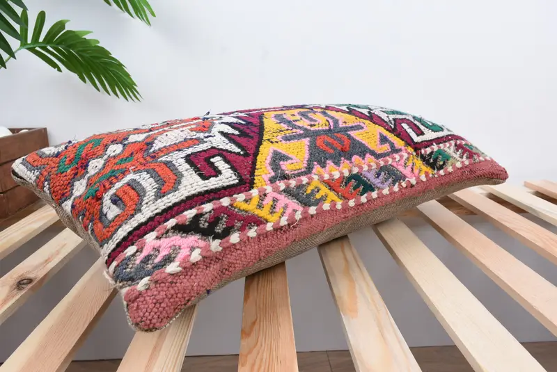 12x24 Green Cushion Cover, Handmade Kilim Cushion, Home Decor Pillow, Kilim Pillow Cover, Boho Throw Pillow, Pillow, Knitted Cushion - 6
