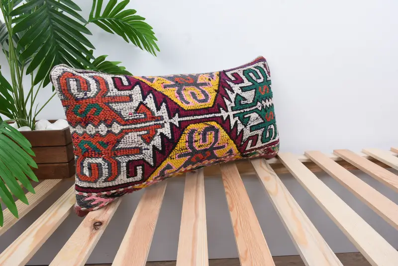 12x24 Green Cushion Cover, Handmade Kilim Cushion, Home Decor Pillow, Kilim Pillow Cover, Boho Throw Pillow, Pillow, Knitted Cushion - 4