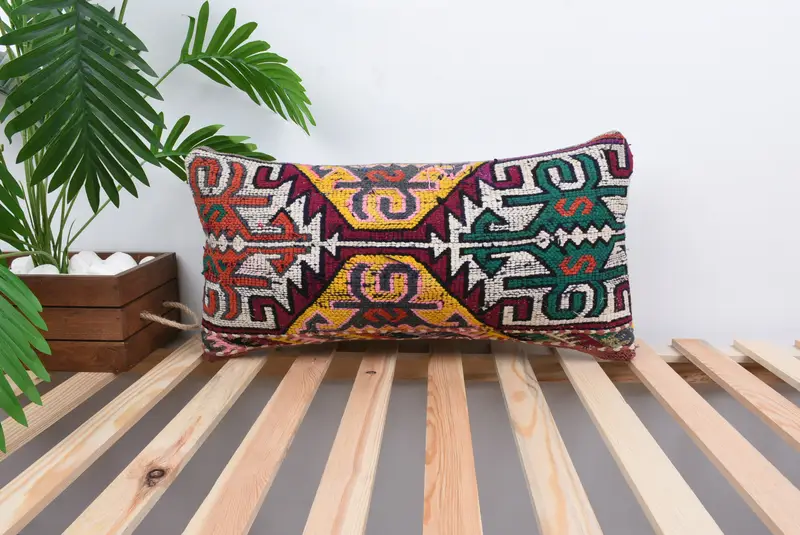 12x24 Green Cushion Cover, Handmade Kilim Cushion, Home Decor Pillow, Kilim Pillow Cover, Boho Throw Pillow, Pillow, Knitted Cushion - 1