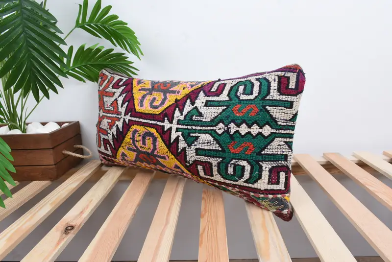 12x24 Green Cushion Cover, Handmade Kilim Cushion, Home Decor Pillow, Kilim Pillow Cover, Boho Throw Pillow, Pillow, Knitted Cushion - 5
