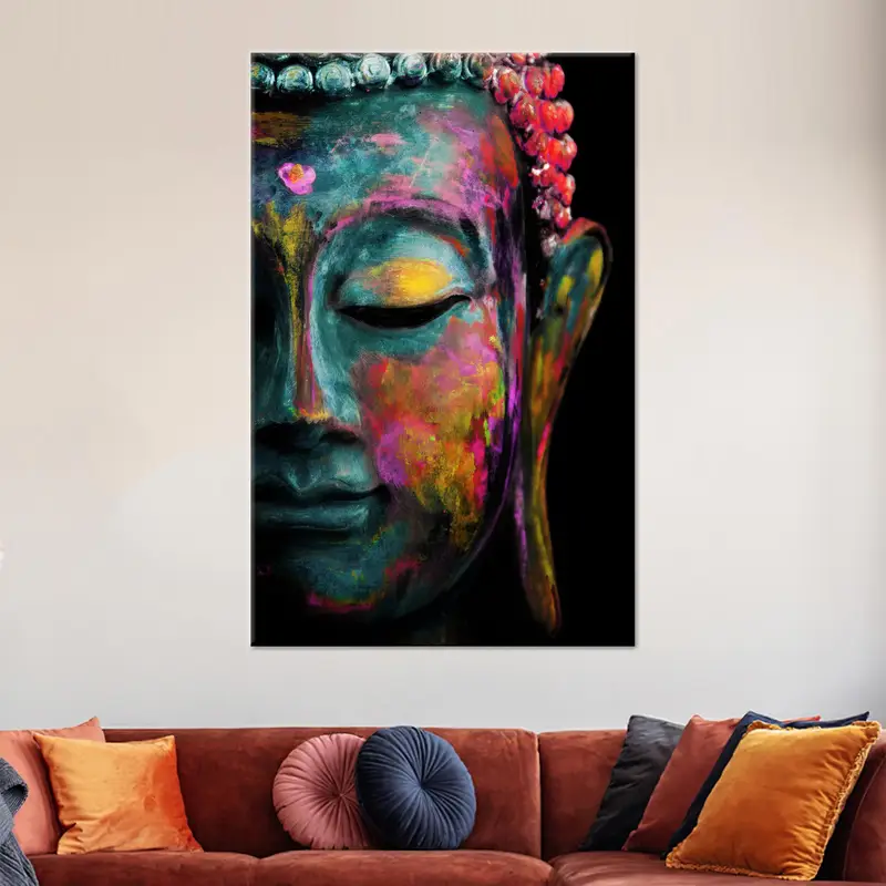 Arte de lienzo impreso hindú Zen colorido de Buda de moda