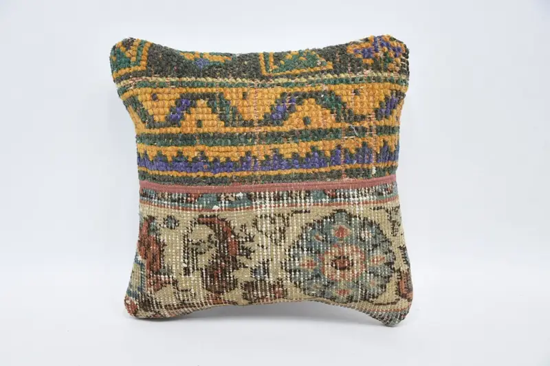 12x12 Orange Pillow, Comfy Throw Cushion, Boho Pillow Sham Cover, Home Decor Pillow, Accent Throw Pillow Sham, Handmade Kilim Cushion, Pillow Sham - 1