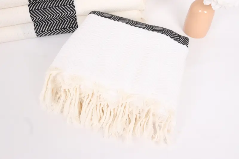 84x80 Cotton Chevron Towel, Merry Christmas Gifts, Tablecloth, Woven Throw Blanket, Oversized Beach Towel, Monogram Beach Blanket, Housewarming Gift - 5