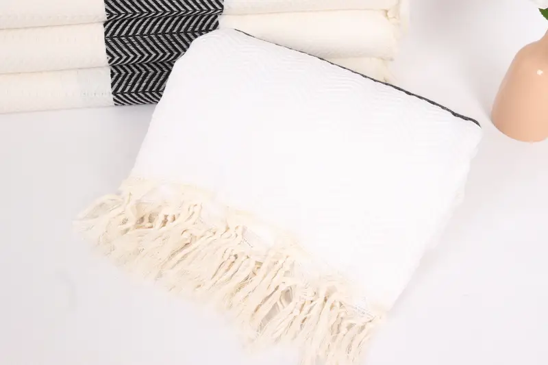 84x80 Cotton Chevron Towel, Merry Christmas Gifts, Tablecloth, Woven Throw Blanket, Oversized Beach Towel, Monogram Beach Blanket, Housewarming Gift - 4