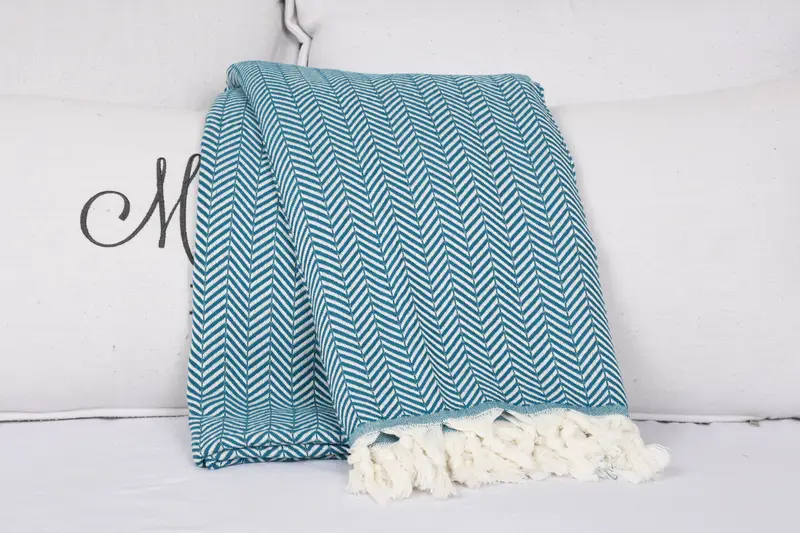 Decorative Blanket, King Size Bedspread, 92x76 Cotton Chevron Towel, Bachelorette Party Favors, Custom Wedding Gifts, Monogram Beach Blanket - 6