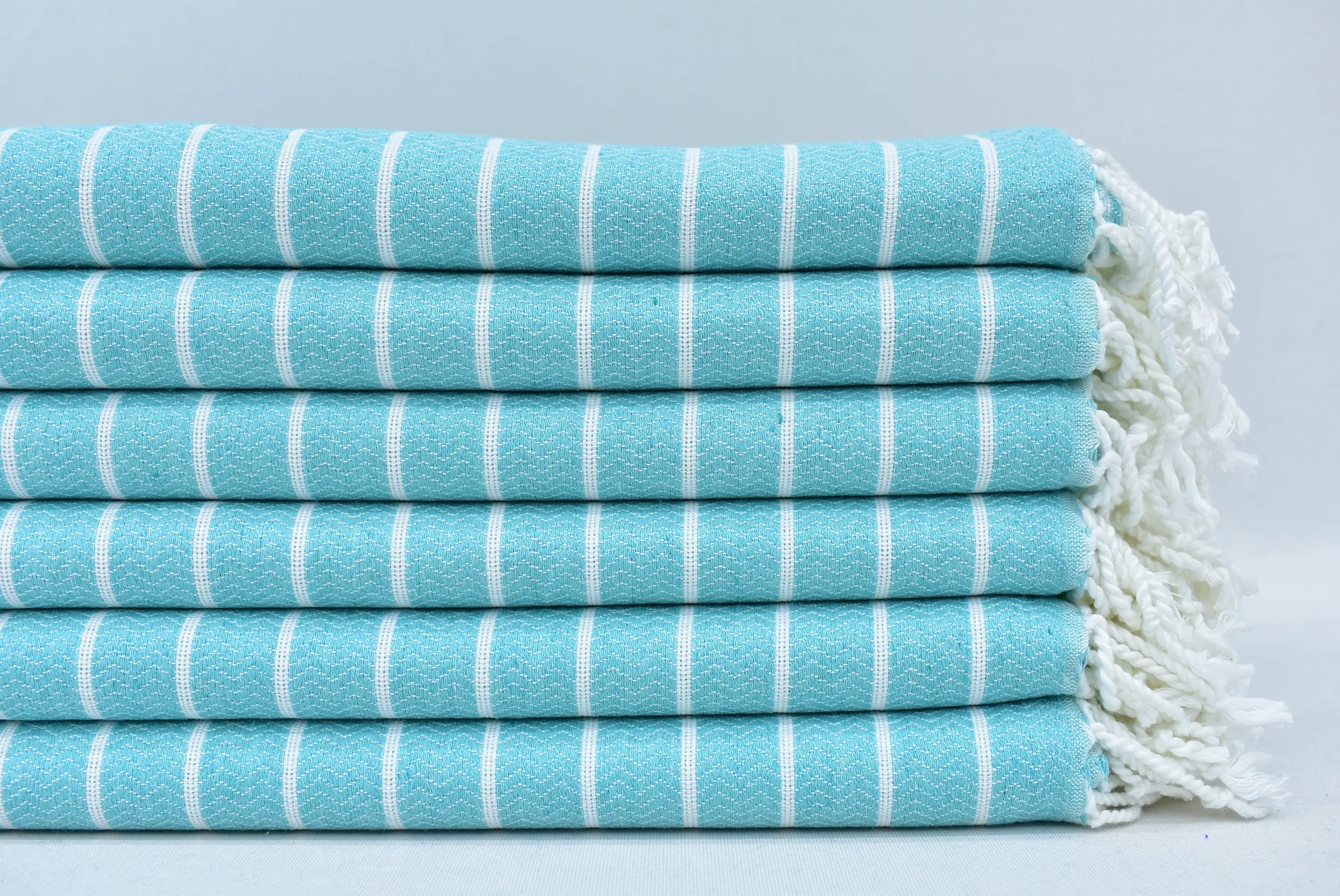Organic Beach Towel Mint Striped, Bath Towel, 70x40 Inches - 1