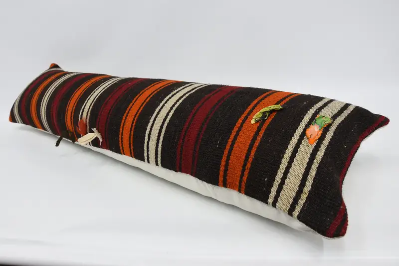 Pillow Sham, Ethnical Kilim Rug Pillow, 12x48 Brown Cushion Case, Tribal Pillow, Home Decor Pillow, Interior Designer Pillow - 5