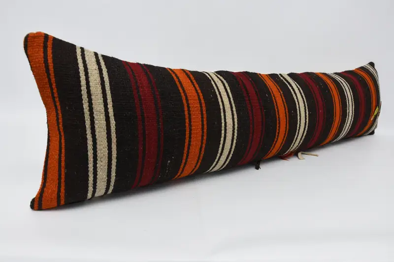 Pillow Sham, Ethnical Kilim Rug Pillow, 12x48 Brown Cushion Case, Tribal Pillow, Home Decor Pillow, Interior Designer Pillow - 3