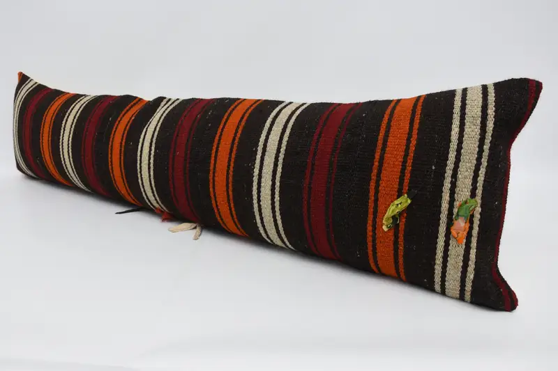 Pillow Sham, Ethnical Kilim Rug Pillow, 12x48 Brown Cushion Case, Tribal Pillow, Home Decor Pillow, Interior Designer Pillow - 4