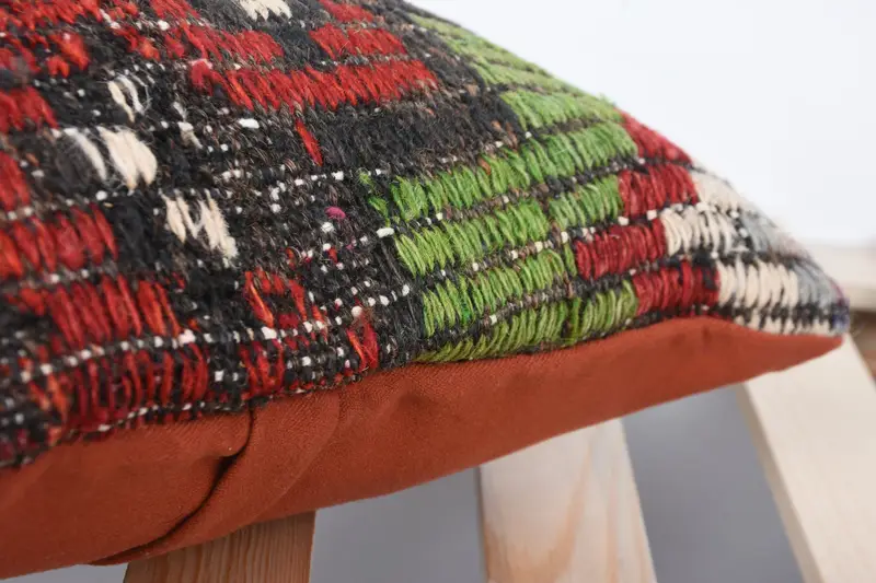 Pillow for Couch, Wholesale Cushion, Ethnical Kilim Rug Pillow, 14x14 Red Pillow, Farmhouse Pillow Case, Cushion Case, Boho Pillow - 7