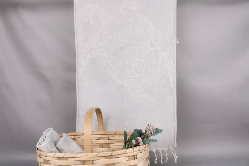 Hand Towel Monogram Light Gray Patterned Animal Print, 18x36 Inches