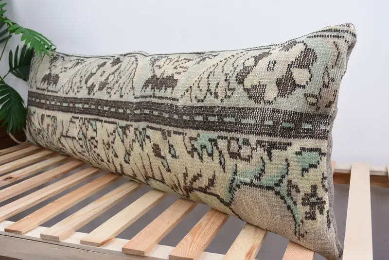 Pillow for Couch, 16x48 Beige Cushion Cover, Retro Pillow Sham, Kilim Cushion Sham, Ikat Pillow Case, Cushion Cover, Gift Pillow - 5