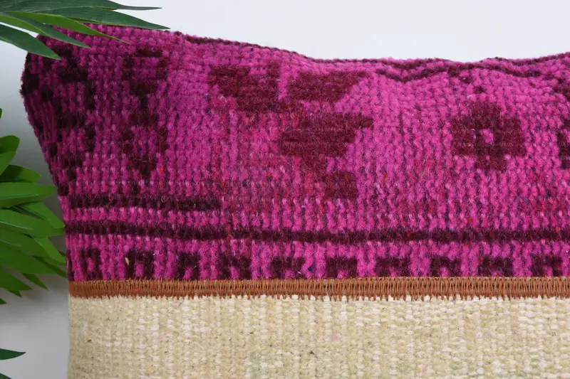 Boho Pillow, Antique Pillows, Aztec Cushion Cover, Kilim Pillow Cover, Sofa Bolster Pillow Cover, Cushion Case, 18x18 Pink Pillow Case - 2