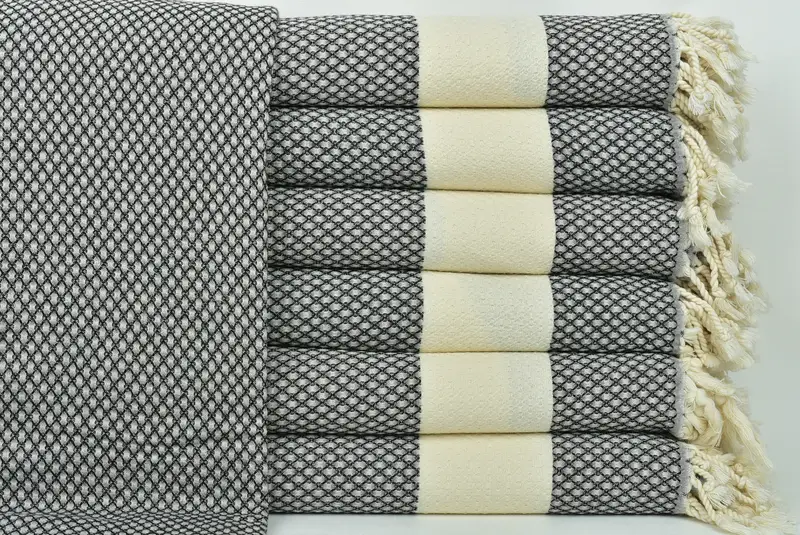 68x36綿の幾何学タオル、バスルームタオル、新生贈り物、砂に耐えるタオル、独身タオル、モノグラムタオル、モノグラムトルコのタオル - 1